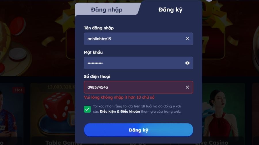 Lưu ý khi đăng ký DA88