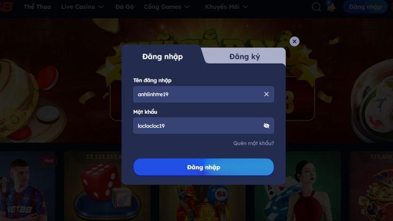 Truy cập giao diện đăng nhập