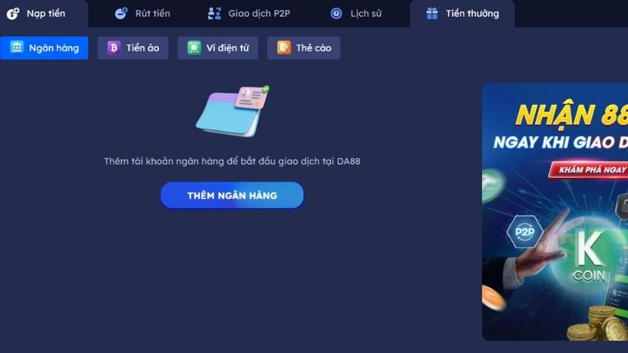 Nạp tiền DA88 qua ngân hàng